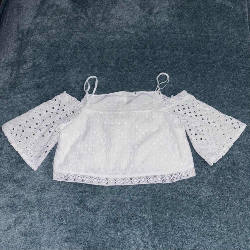 NWOT Jack by B.B. Dakota Knit Lace Cold Shoulder Cropped Top Size XS